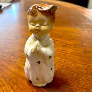 Vintage Kreiss ceramic praying choir boy salt shaker 1955.